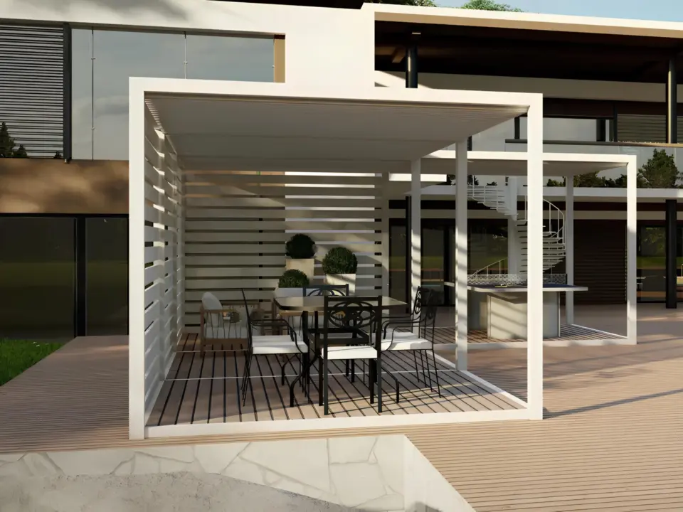 Sliding Louvered Privacy Walls