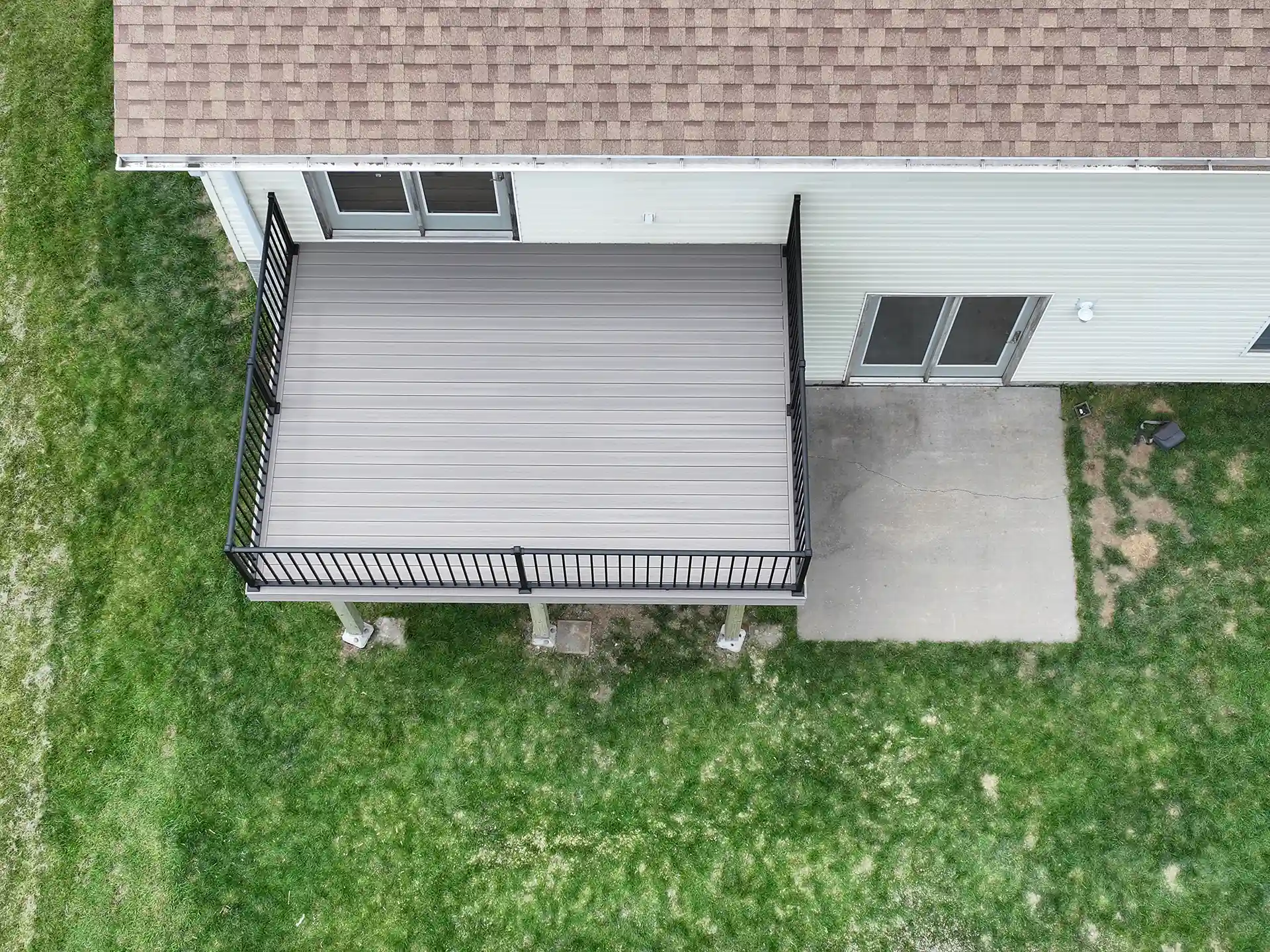 aerial view of composite deck - Composite vs wood deck - Composite Decking Contractors near me in West Omaha NE